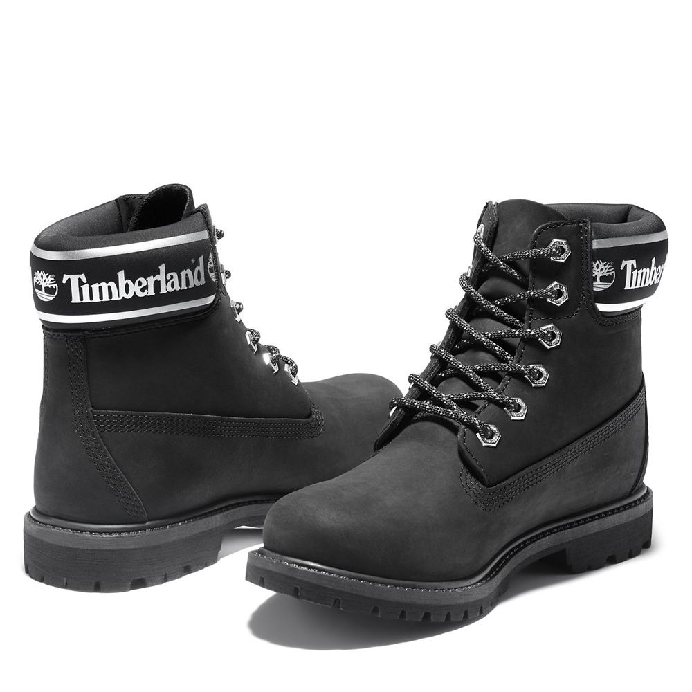 Bocanci 6-Inch Timberland Dama Negrii/Albi - Premium Waterproof - Romania - XKNMYP059